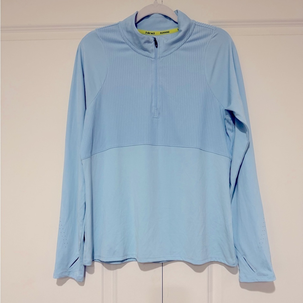 Hind Light Blue Quarter Zip Pullover performance Top Size L like new